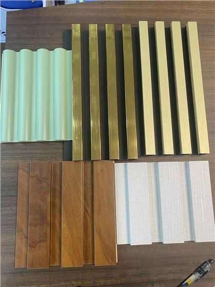 Andedan kay la Dekorasyon Wood Plastik Konpoze PVC kouch Clading Flutding Wall Board WPC Mi Panèl